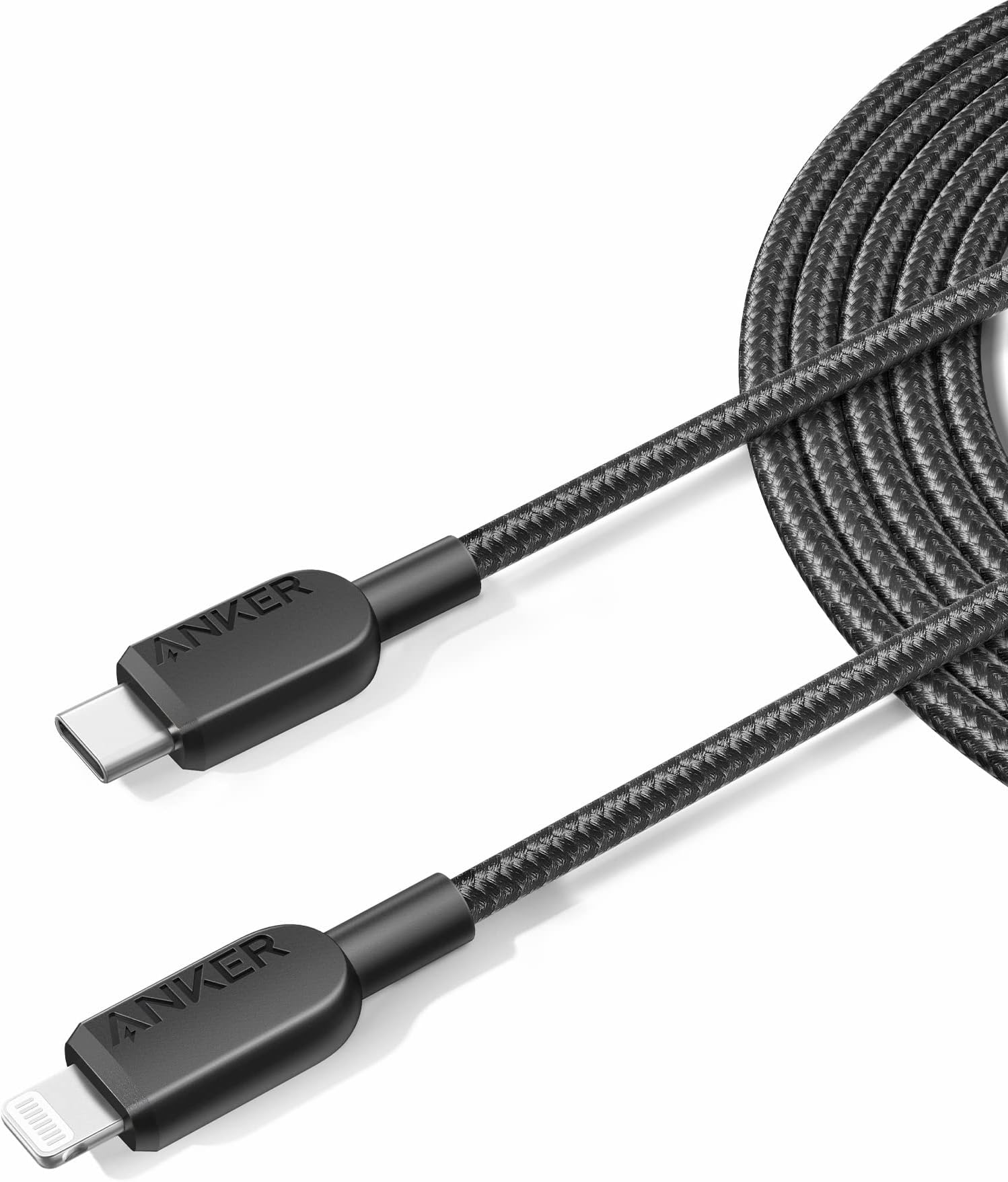 Anker USB C to Lightning Cable, 310 USB-C to Lightning Braided Cable(10ft, Black), MFi Certified, Fast Charging Cable for iPhone 14 Plus 14 14 Pro Max 13 13 Pro iPhone 12 (Charger Not Included)