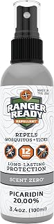 Ranger Ready Picaridin Mosquito & Tick Repellent Spray - DEET-Free, Odorless Scent Zero, 12-Hour Protection, Travel Size 3.4oz