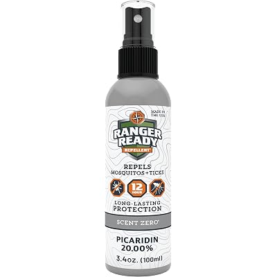 Ranger Ready Repellents Picaridin Insect Repellent Spray - Mosquito Repellent and Tick, Scent Zero, Travel Size Bug Spray (3.4 oz, Pack of 1)