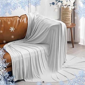 PHF Reversible Double Cooling Blanket Throw Size, Soft Arc-Chill Q-Max>0.5 Thin Summer Throw for Hot Sleepers,Breathable Lightweight Portable Silky Durable Single Layer for Home Office Travel Car,Grey