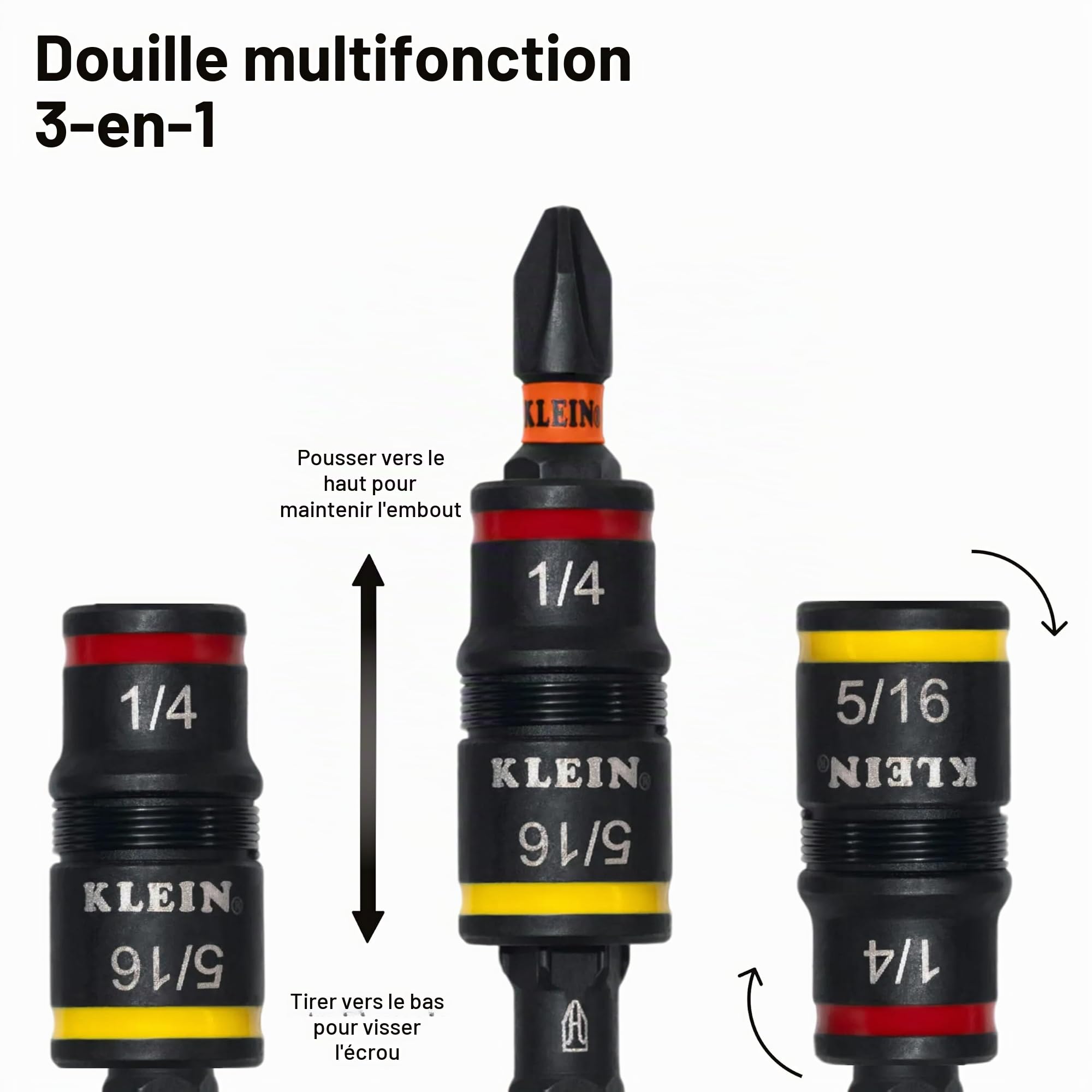 Klein Tools 32303HD Jeu de tournevis à percussion 20 en 1 SAE avec embouts Phillips, fendues, carrés et Torx