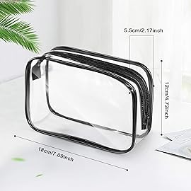 Weewooday 12 Pieces Clear Makeup Bags Cosmetic Storage Bags PVC Zipper Pouches Travel Waterproof Makeup Plastic Case for Women Organizing Toiletries Traveling Bathroom(Medium,Black)