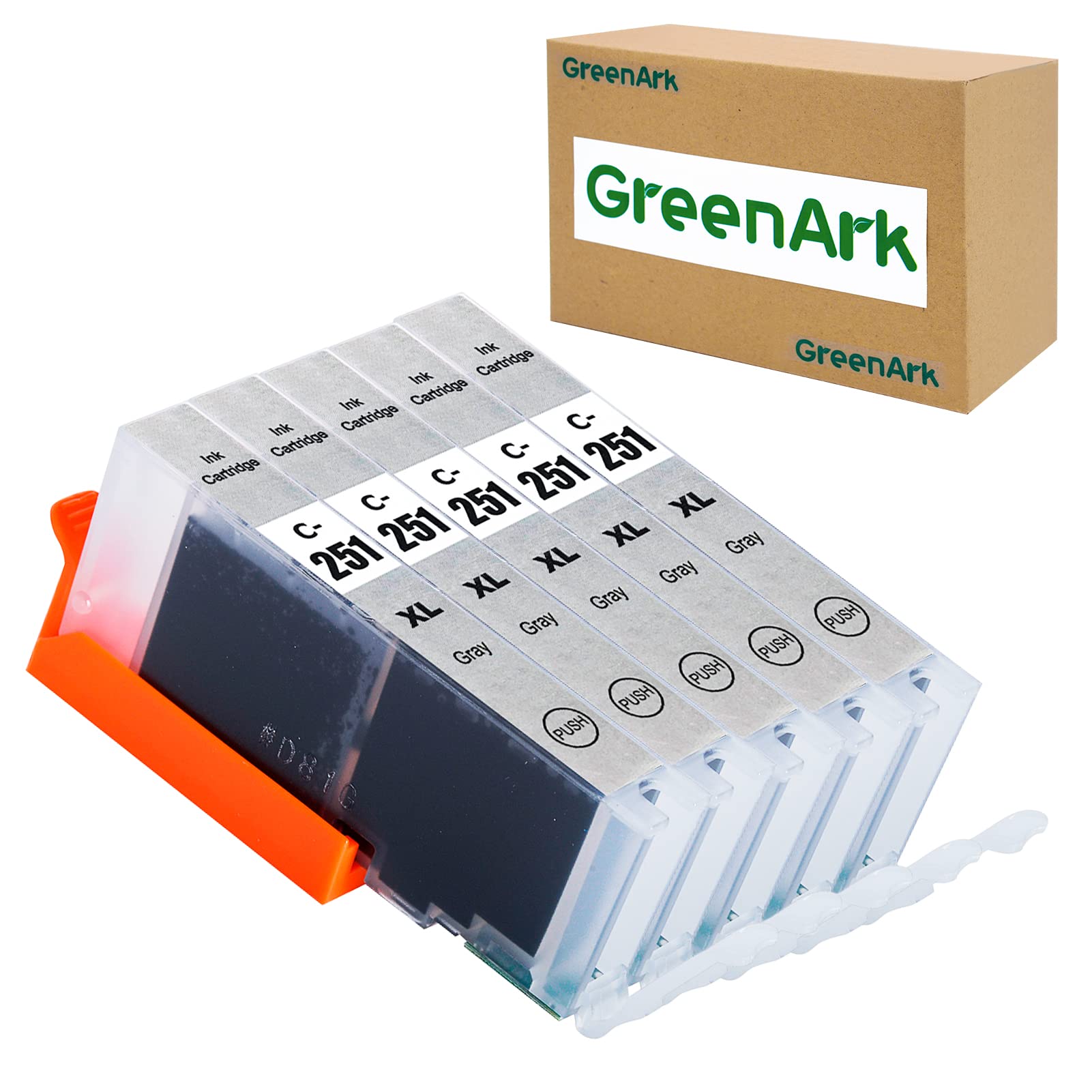 GREENARK Compatible Ink Cartridge Replacement for Canon CLI-251 GY Gray CLI-251GY XL Gray Ink Cartridge Work for Canon PIXMA MG6320 Pixma MG7120 Pixma