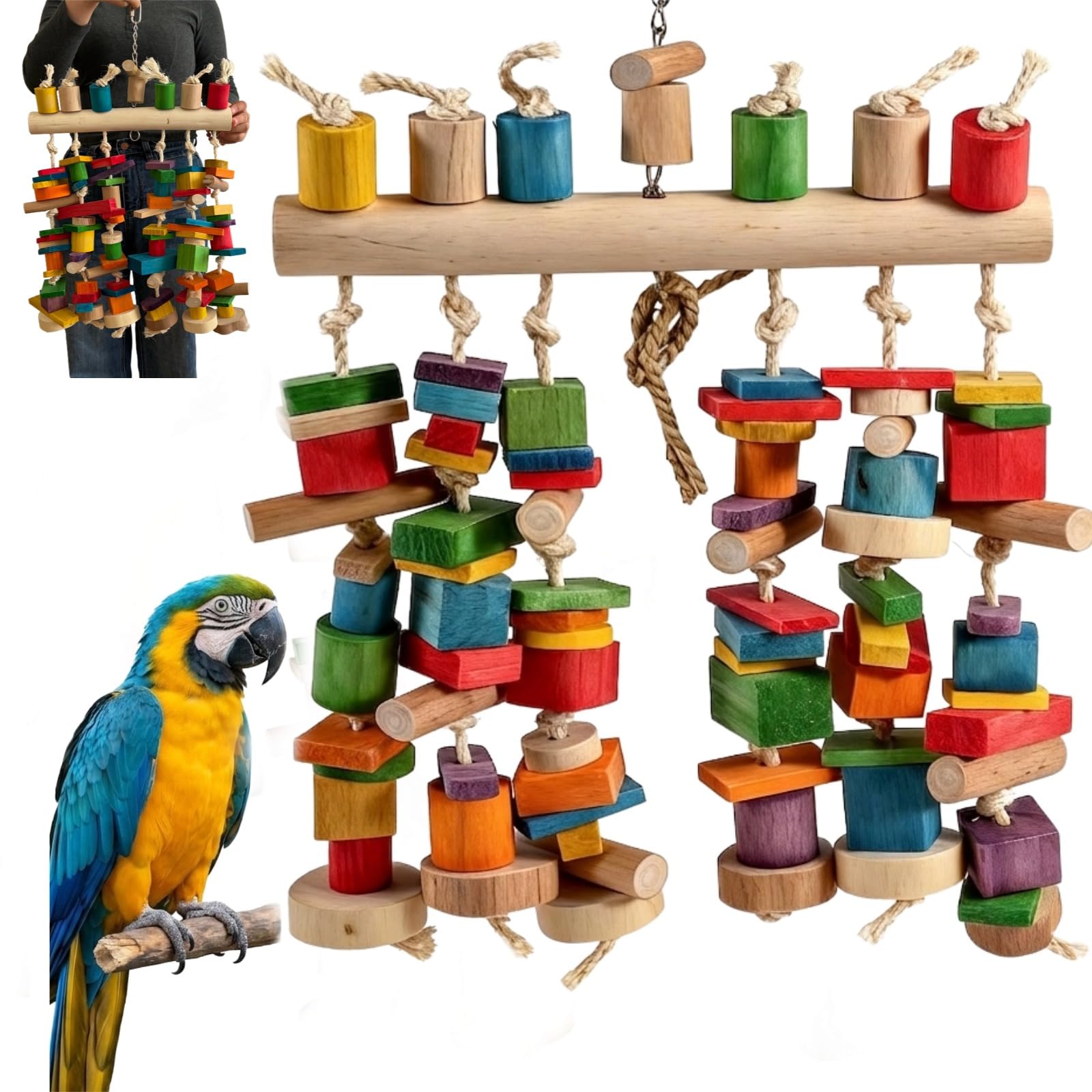 Photo 1 of 21.6'' Ultra Large Bird Chew Toy for Macaws. 4lb & Thick Wood Blocks