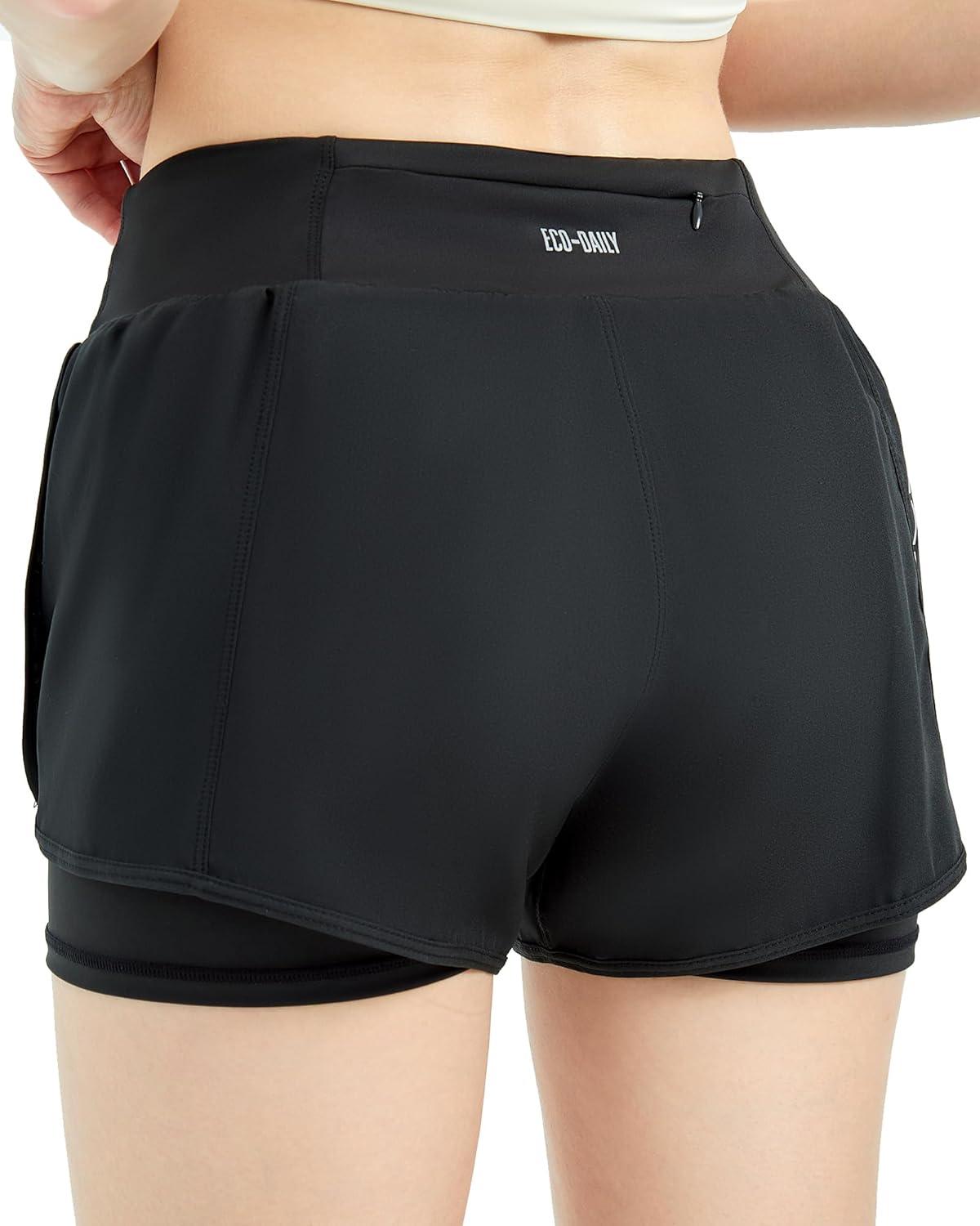 Women's 4" Athletic Running Shorts with Liner, High Waist 2 in 1 Gym Workout Quick Dry Shorts Zipper Pocket