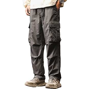 XYXIONGMAO Men's Grey Streetwear Overalls Cargo Pants Loose