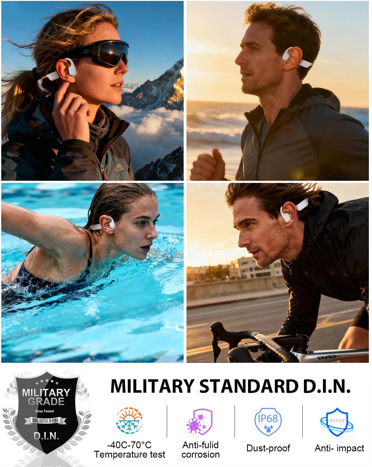 Bone Conduction Headphones, IPX8 Waterproof Swimming Headphones, Open Ear Headphones with MP3 Mode 32GB Memory Up to 12 Hours Playtime, Bluetooth 6.0 Earbuds Secure Fit for Running and Fitness, Orange - Image 7