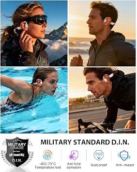 Bone Conduction Headphones, IPX8 Waterproof Swimming Headphones, (White-orange)
