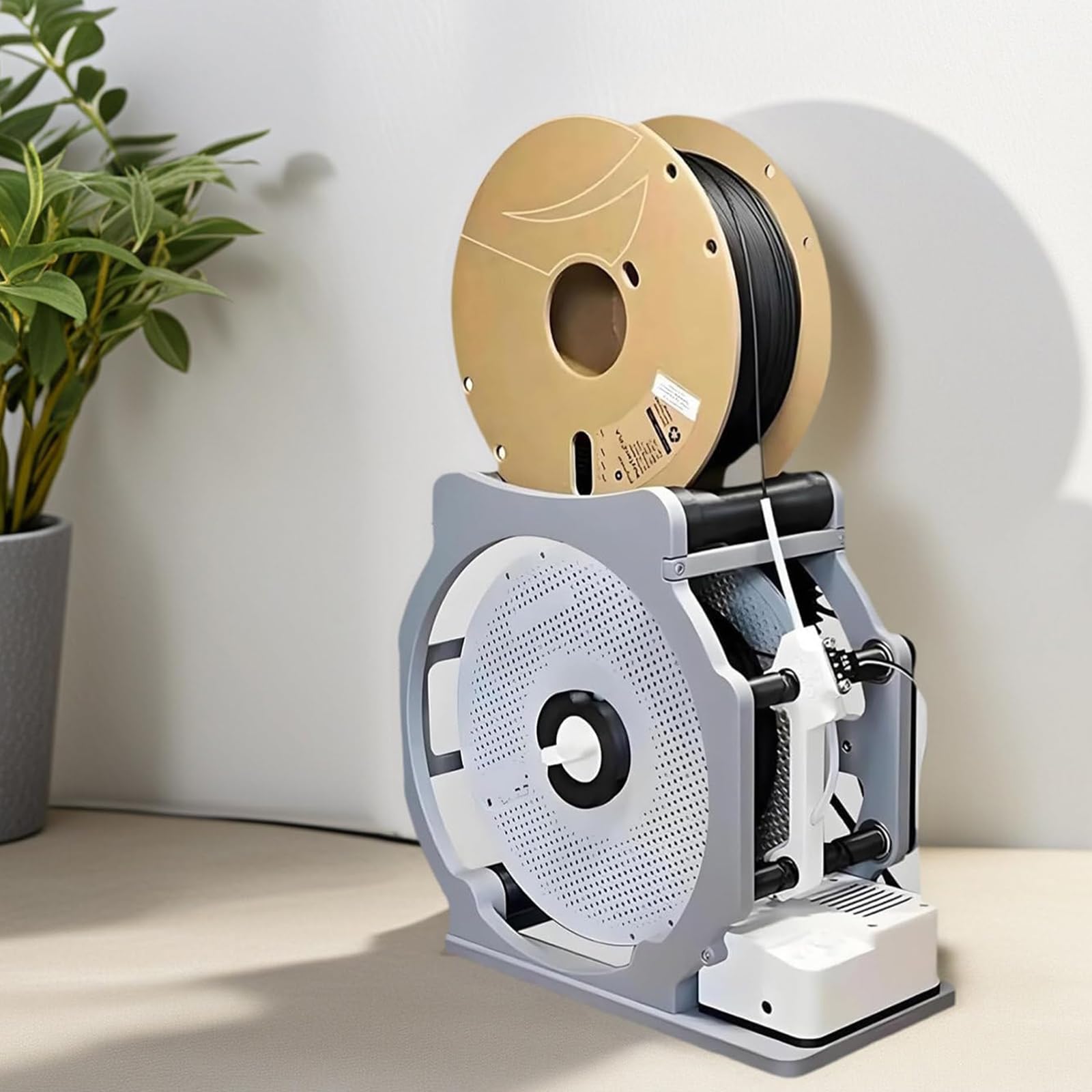 Enrouleur De Filament 3D, Enrouleur Électrique avec 2 Tendeurs De Courroie, Fonction Démarrage Et Arrêt Automatiques, Supporte Les Bobines Jusqu'à 1 Kg, Changement De Bobine Facile