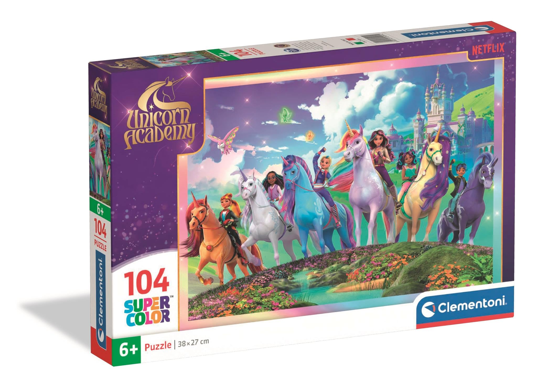 Clementoni Puzzle 104 pieces, Unicorn Academy, Puzzle for Kids 6+ Years, Made in Italy, 25091