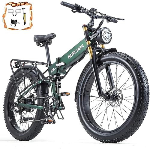 Dual Motor Electric Bike for Adults AWD 5000W/3000W/1500W Peak 210 NM Dirt Ebike, 40MPH/30MPH, 52V/48V Max-Output Up to 70/90/140/180 Miles Long Range, 26" Full Suspension Fat Tire Mountains Bicycle