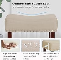 Vista 5 de ERGOMASTER Taburetes de bar, 24 pulgadas, modernos taburetes de sillín, madera de caucho, caqui/marrón, juego de 2