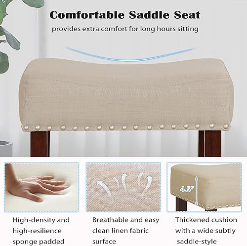 Miniatura 5 de ERGOMASTER Taburetes de bar para isla de cocina, juego de 4 taburetes de bar de altura de 29 pulgadas, taburetes de bar sin respaldo de tela