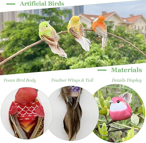 Miniatura 4 de LWINGFLYER 12 piezas de 3.3 pulgadas de aves artificiales de espuma artificial para pajarera, manualidades, decoración de árbol de Navidad, regalo
