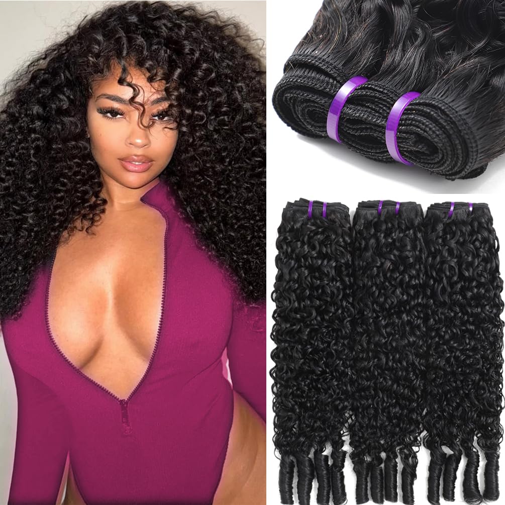 Amazon.com : Burmese Curly Human Hair 3 Bundles 18 20 22  display picture 1