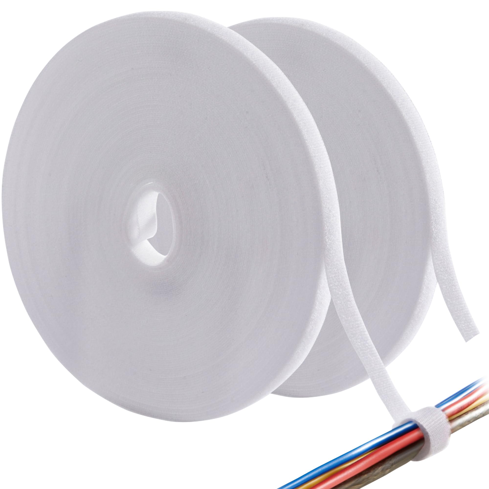 ECOHomes 1/2 Inch x 180 FT Double Sided Hook and Loop Roll Tape | Two Sides, Self Stick, No Adhesive Reusable Cable Ties Wrap for Cable Management,