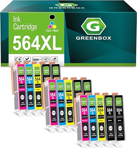 GREENBOX 564XL - Paquete combinado de cartuchos de tinta de repuesto para HP 564XL 564 XL, color negro y color para impresora DeskJet 3520 3522