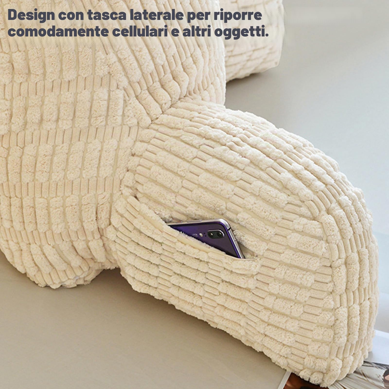 Cuscino da lettura per letto e divano, cuscino di supporto per la schiena, cuscino da lettura con braccioli, divano per adulti con cuscino per schienale, adatto per leggere, giochi, videogiochi