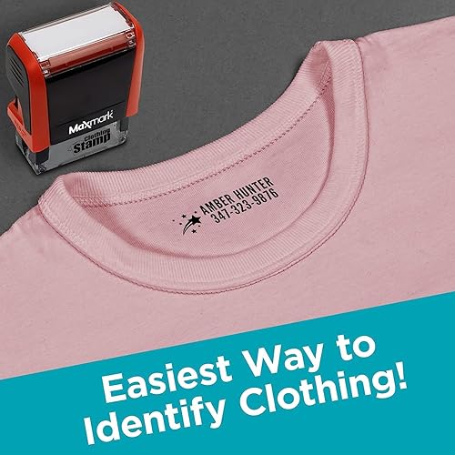 Miniatura 3 de MaxMark Marcador de ropa con texto personalizado, funda rosa, elige entre muchas fuentes e iconos