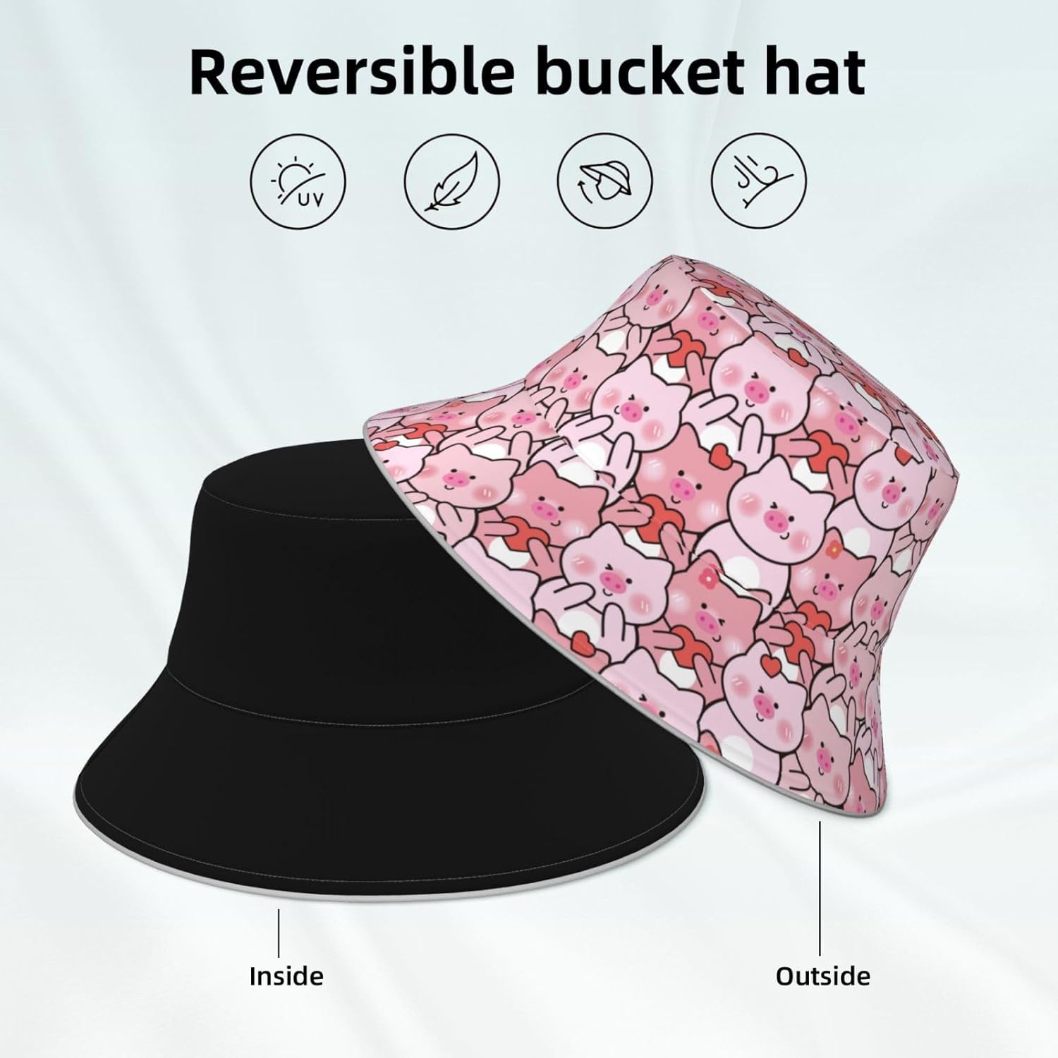 Bucket Hat for Men Women Packable Reversible Printed Summer Hats - Image 4