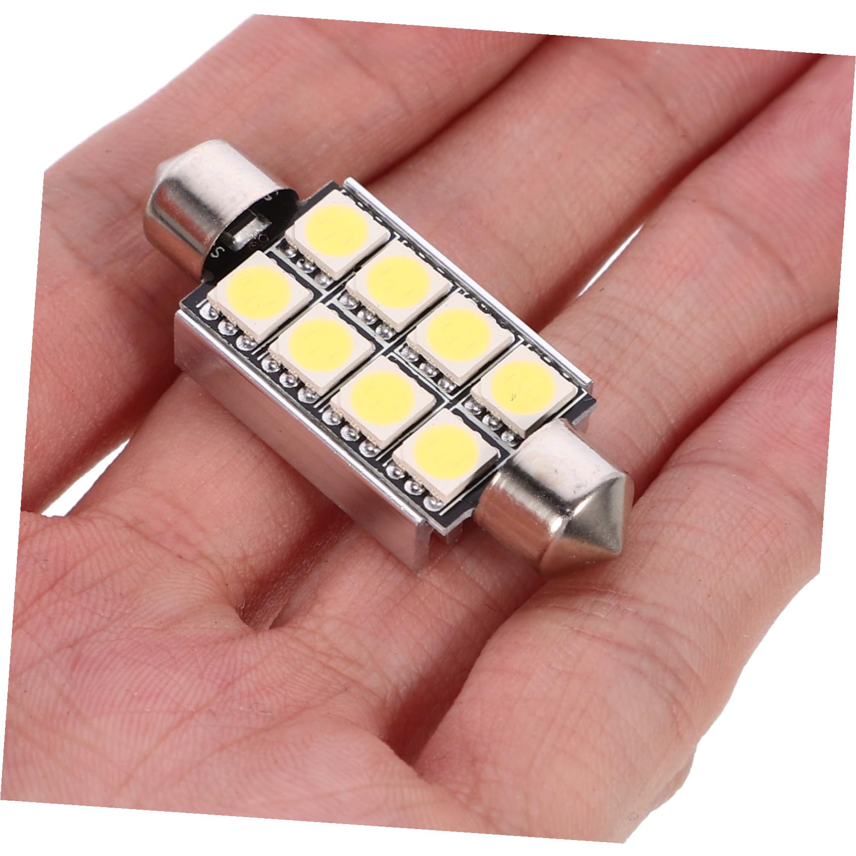 12 Bombillas LED 42 Mm de Festón para Coche Interior Color Plata 8smd 5050, bajo Consumo y Ultraligeras para Luces de Maletero y Laterales