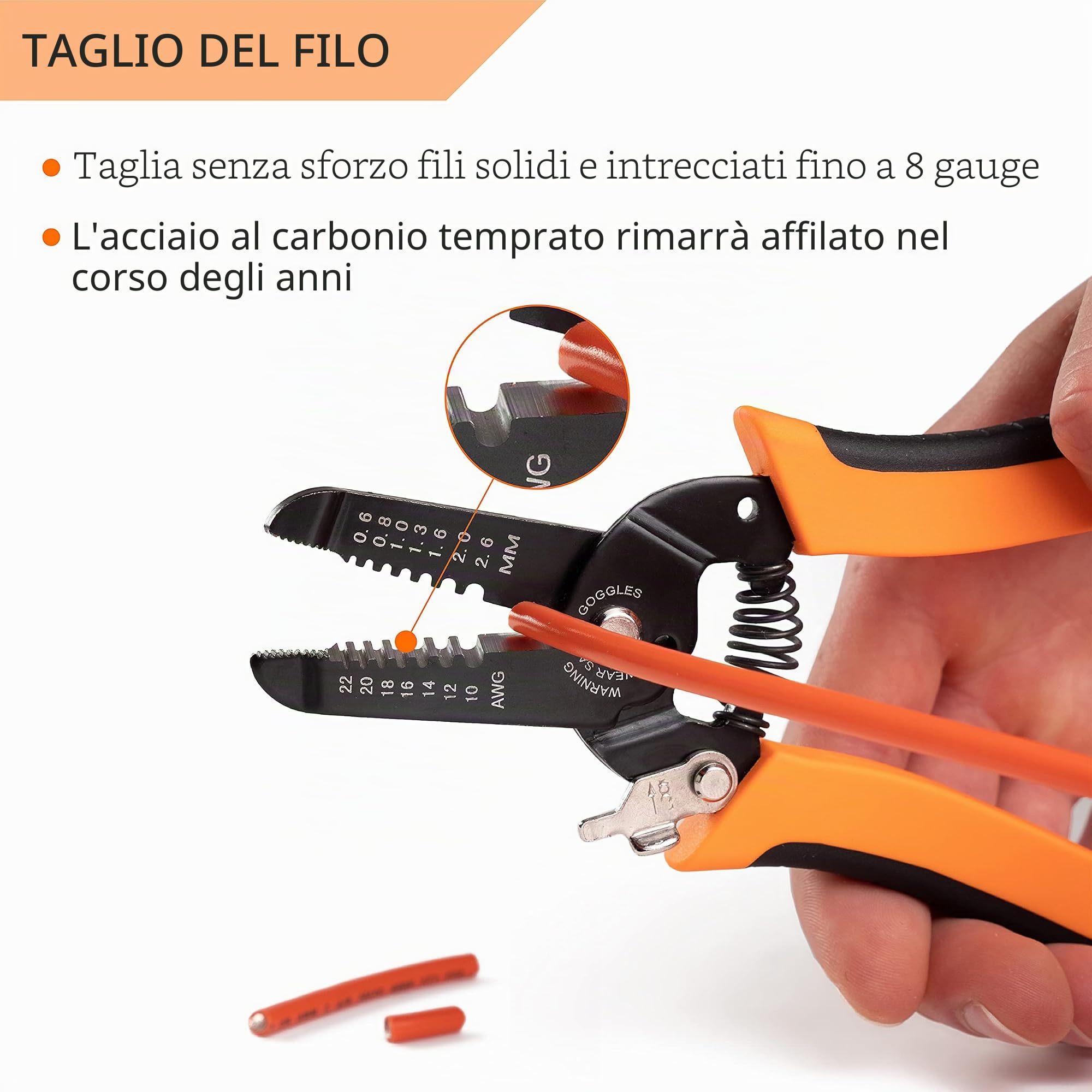Wirefy Spellafili e Tagliacavi - Pinza Spella Fili e Taglia Cavi Rigidi e Flessibili 0,5-6,0 mm