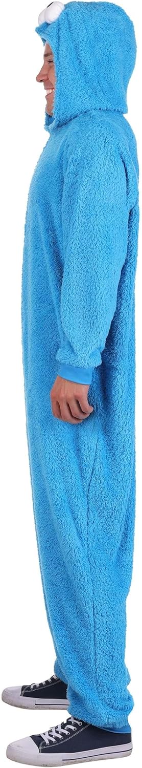 Sesame Street Adult Cookie Monster Costume Jumpsuit, Officially Licensed, Plush, Zip-Up with Attached Cartoon-Style Eyes - Image 3