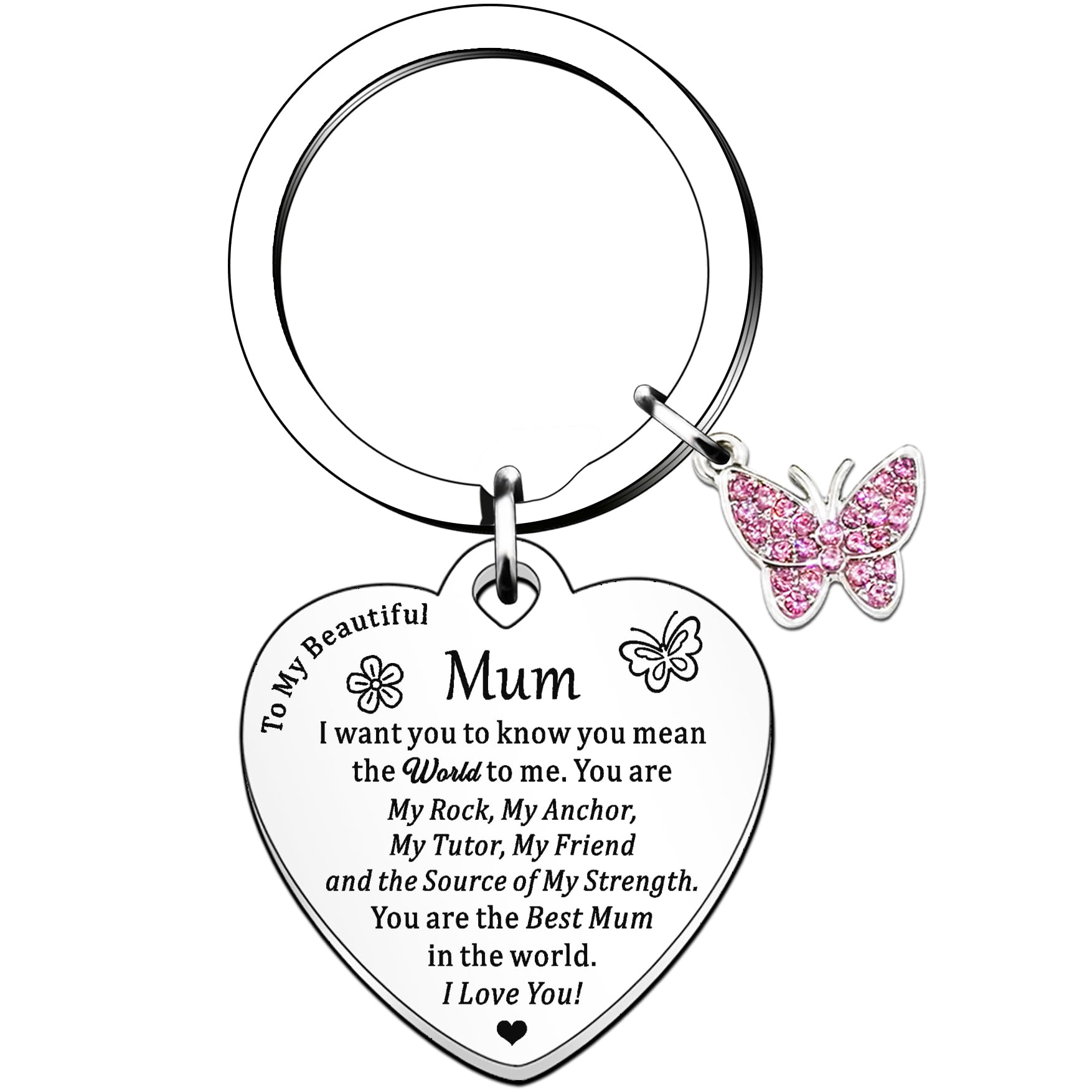 HULALA Best Mum Keyring Keychain Key Ring Gifts For Mothers Day Birthday Christmas Mother Mummy Keepsake Presents From Daughter Son I Love You