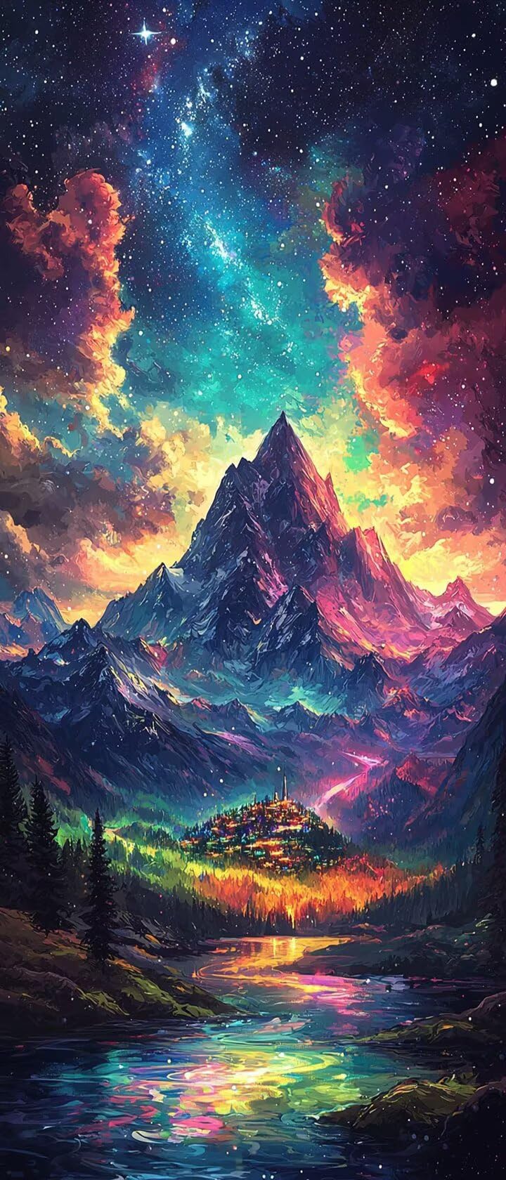 Malen Nach Zahlen 50x150cm Leinwand Farbe Malen Nach Zahlen Erwachsene mit Ohne Rahmen, DIY Kreativ Set für Erwachsene mit Pinseln und Acrylfarbe, Zimmer Deko Berg Landschaft Geschenk, P0M-755