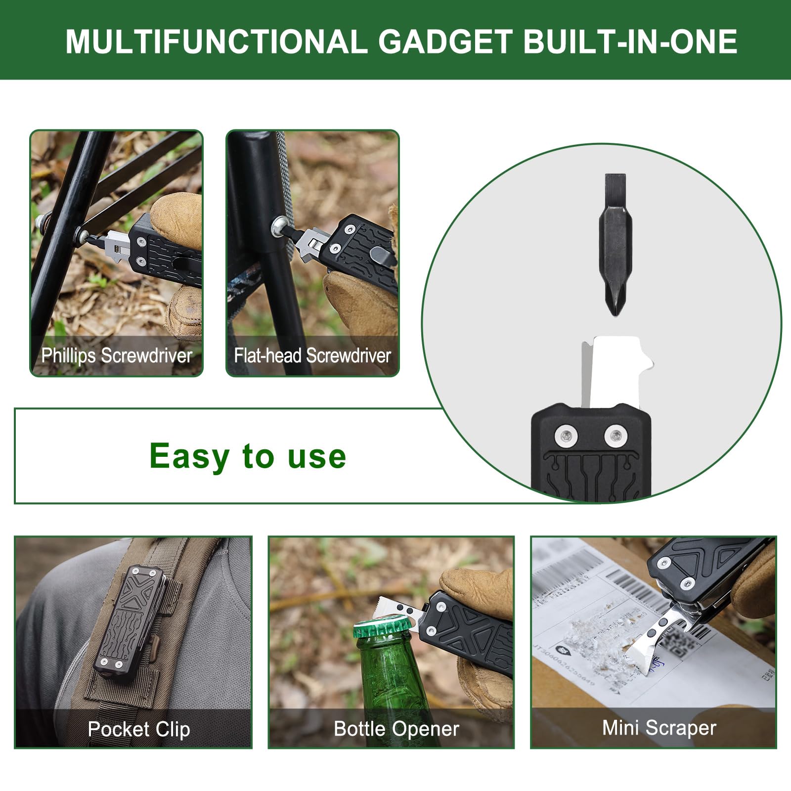 Nextool E1 Pocket Multi-Tool, Mini Multi Tool 10 in 1 Camping Accessories/Hiking Accessories EDC Multitool with Scissors - Image 4