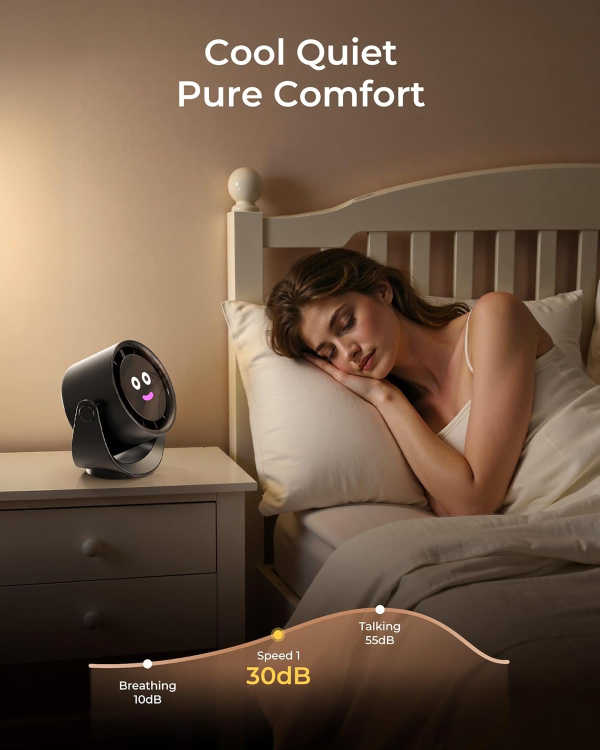 Koonie Desk Fan, LED Display Mini Table Fan, Rechargeable Personal Fan with 4000mAh Battery, Max. 17H Use, 5 Speeds, 360°Tilt, USB-C Charging, Quiet Small Portable Fan for Home, Office, Camp, Travel