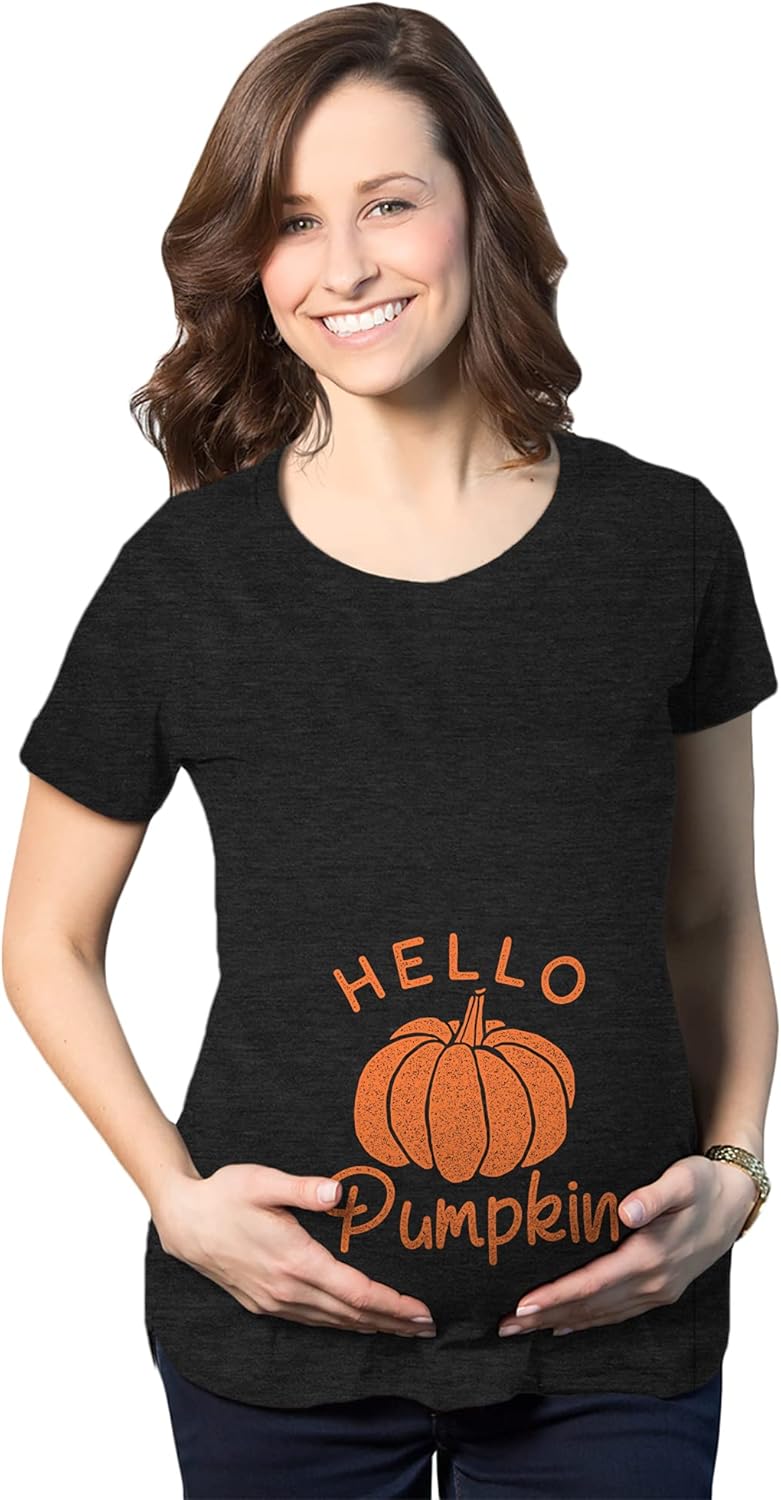 Maternity Hello Pumpkin T Shirt Funny Pregnancy Halloween Fall Autumn Lover Graphic Tee
