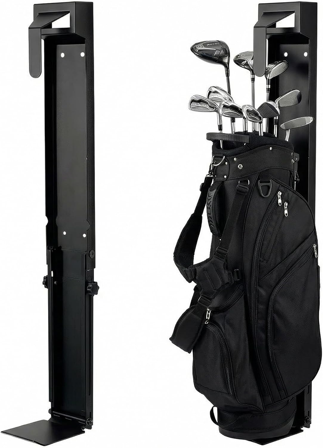 Wall Mount Golf Bag Storage Stand, Golf Bag Organizer with Foldable Design, Single Golf Bag Holder for Garage, Adjustable Golf Bag Storage Rack for Home, Golf Clubs and Basement