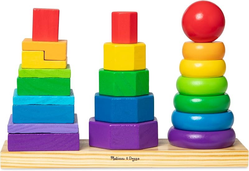 Melissa & Doug Apilador geométrico - Juguete educativo de madera, 25 unidades (paquete de 1)