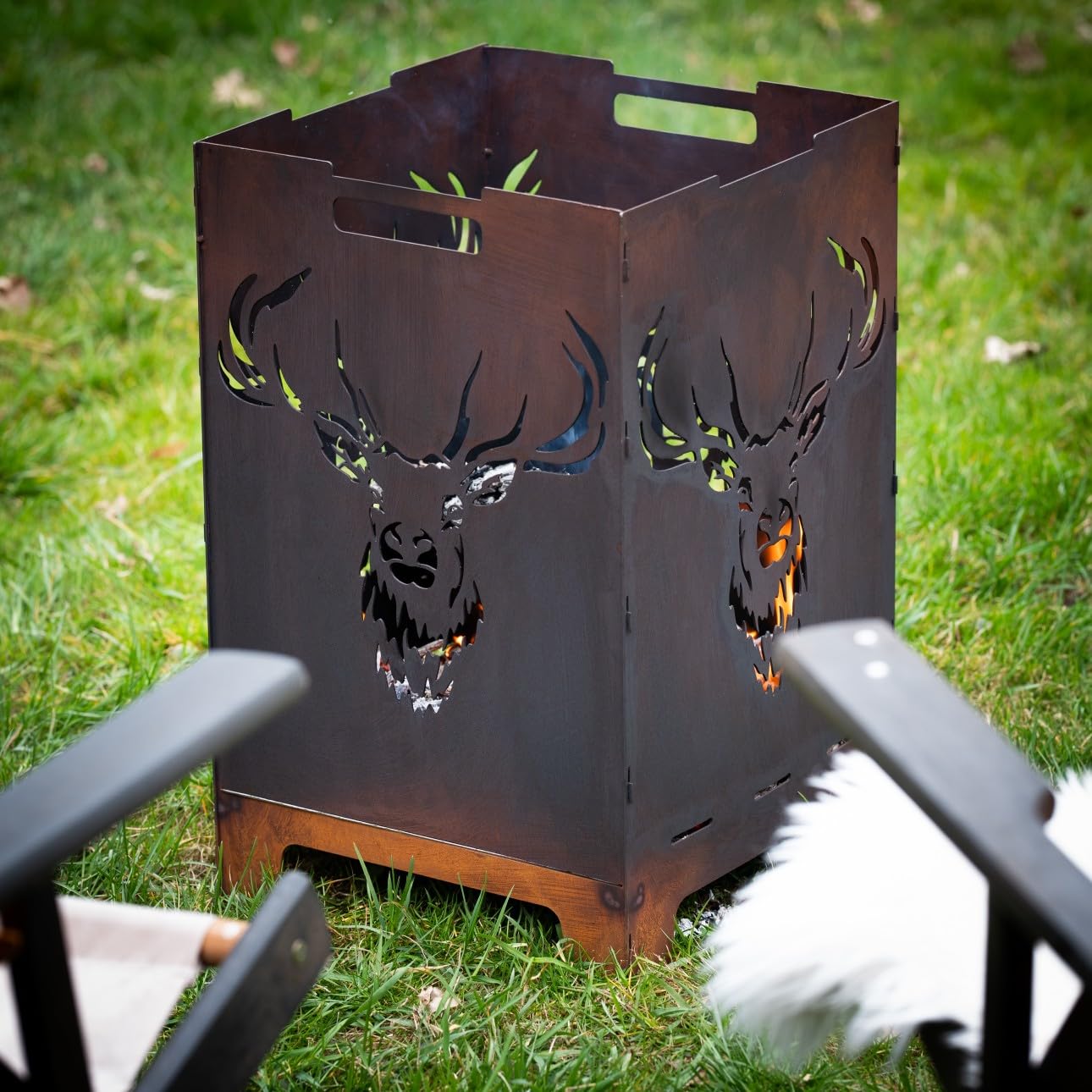 Kapaga - Tonneau de feu Foyer de Jardin en Acier corten - Ø 30cm x 37cm - Foyer Robuste Outdoor & Grill en Optique Rouille, Parfait pour Jardin & terrasse - Corbeille à feu (Rouille 1)