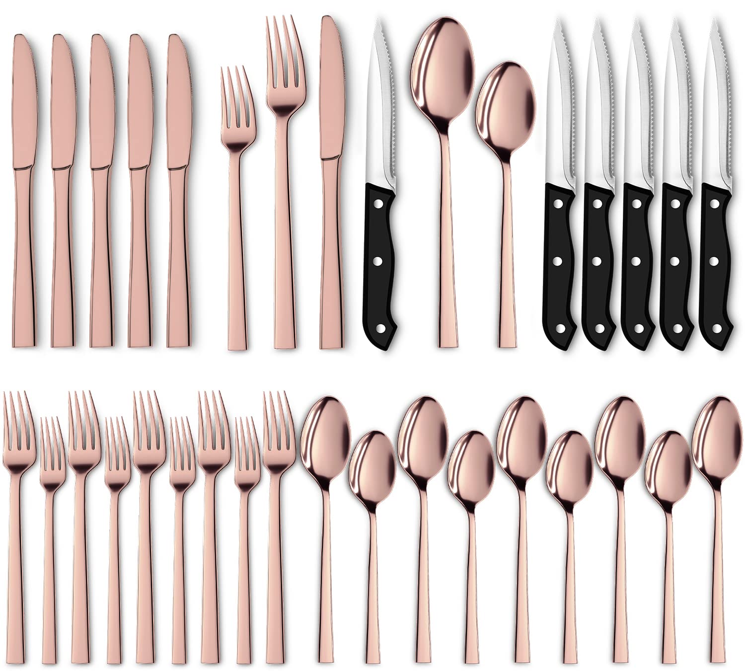 Utopia Kitchen 30 Piece Silverware Set Service for 6 - Rose Gold