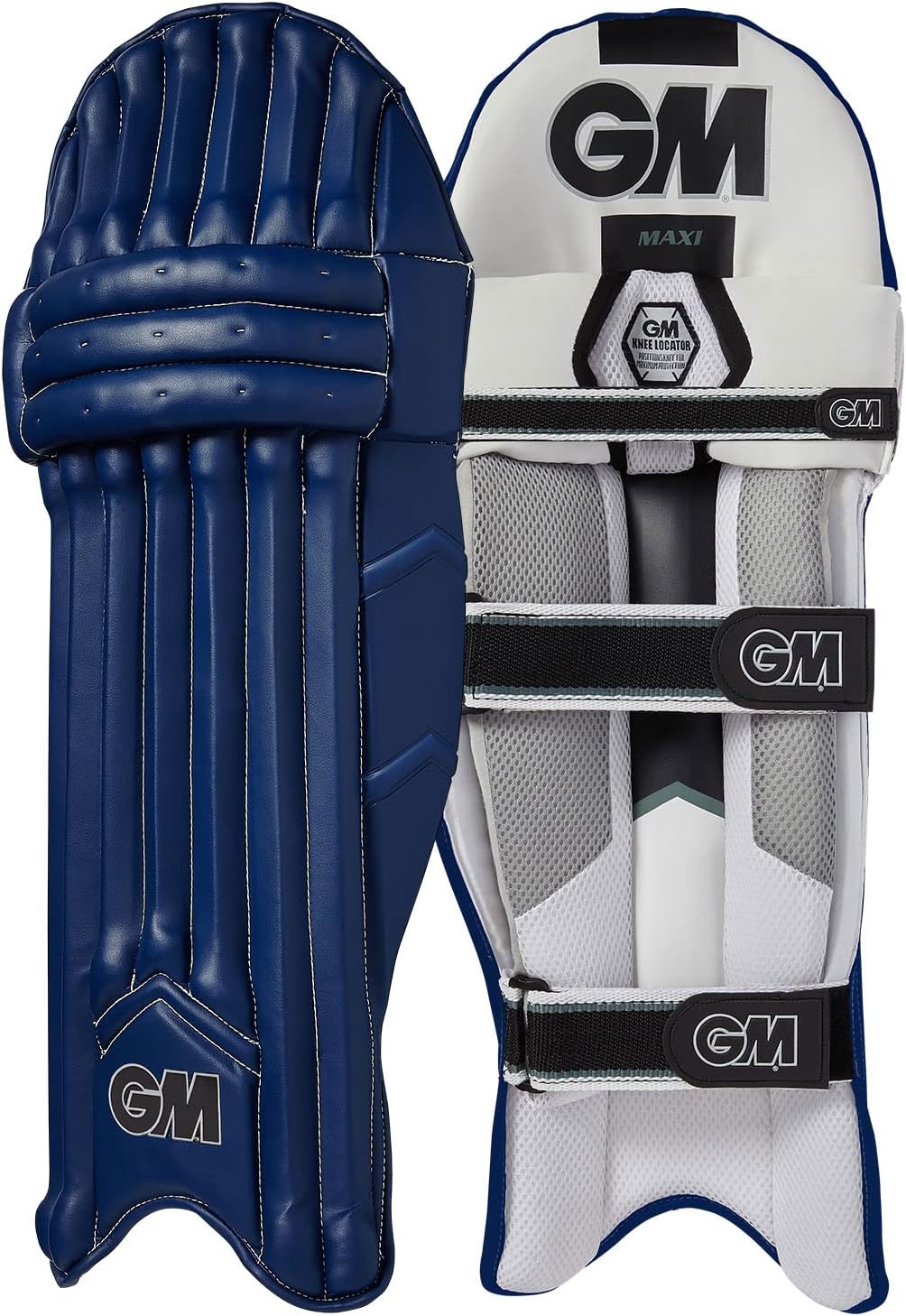 Gunn & Moore GM Maxi 606 Cricket Batting Leg Guards - Ultra-Lightweight Premium Pads for Adult Right-Handed Players, Navy/Black