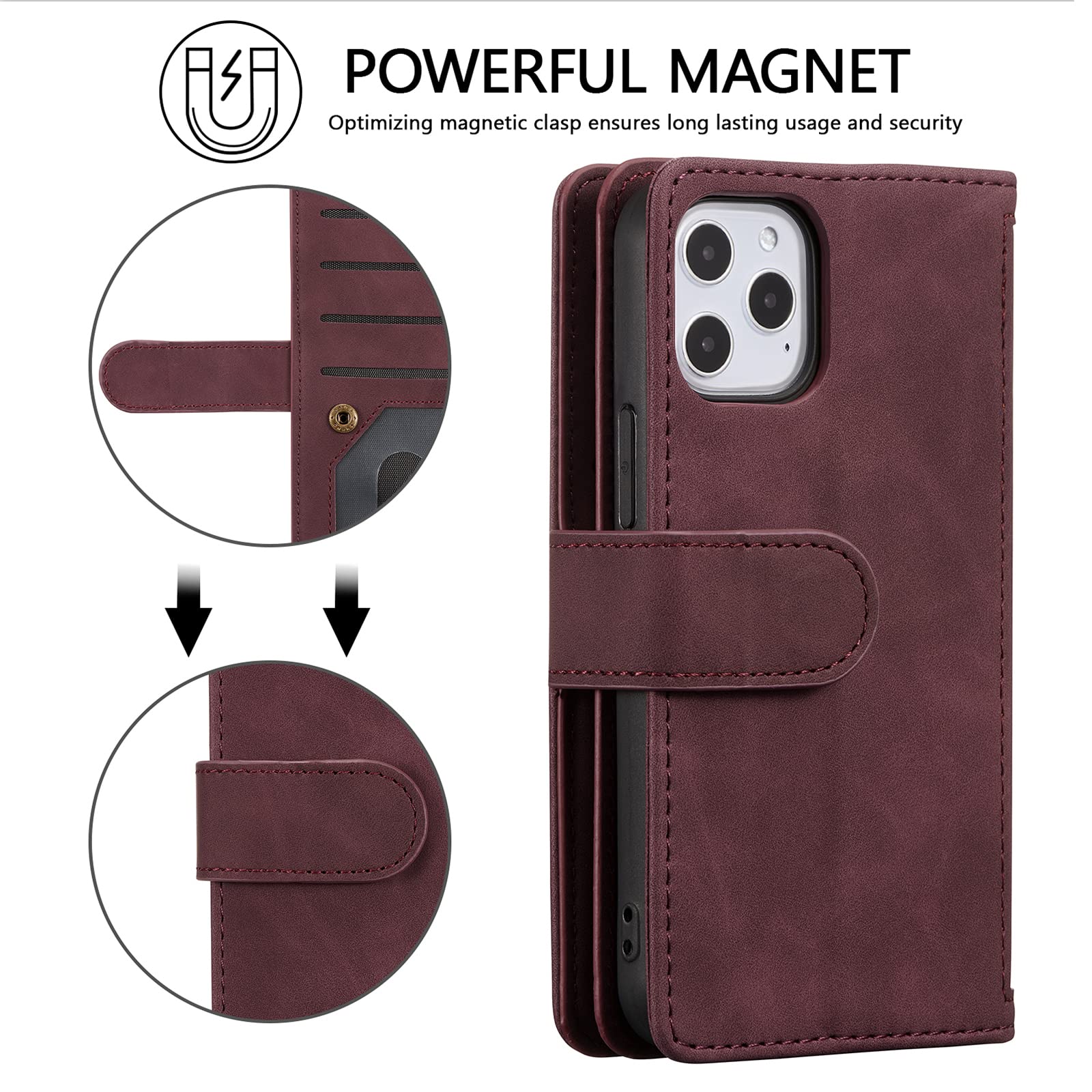 EYZUTAK Wallet Phone Case For IPhone 16 Pro, Retro Matte 9 - View #12