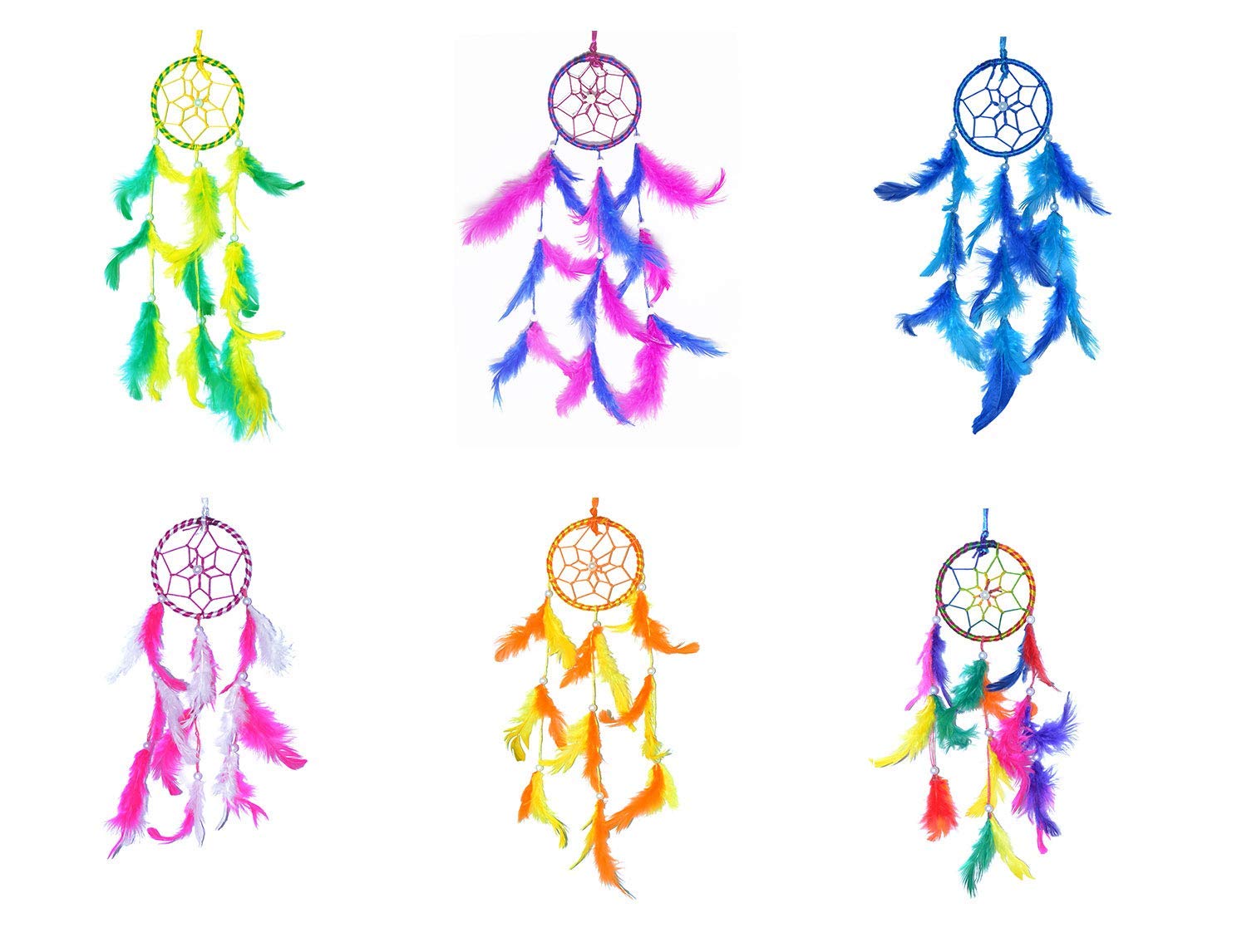 Small/Mini Car Dream catcher Combo for Car Dashboard/Home Room Livingroom Bedroom Balcony Decorative Showpiece Multi Color Vibrant Dreamcatchers- Good Vibes and Postive Energy Pack of 6-image-5