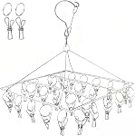 Qualsen Clip portable et porte-dents en acier inoxydable avec 36 épingles métalliques pour le séchage des chaussettes, vêtements de bébé, couches de vêtements, soutien-gorge, serviette, sous-vêtements, chapeau, écharpe (Rectangle,paquet de 1