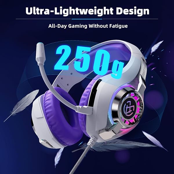 Tatybo Cuffie Gaming con Microfono per Ps4 Ps5 Switch PC Mobile Xbox, Cuffie Cablate Suono Surround Stereo con Luce RGB - 4