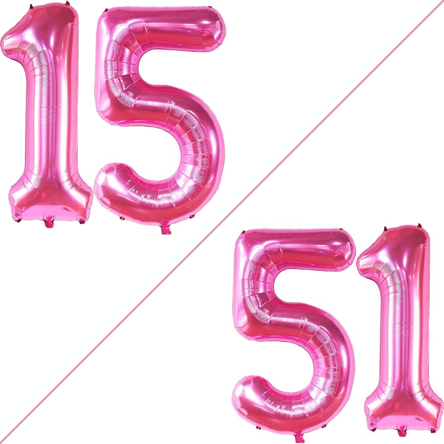 Amazon | ピンクの数字15ホイルバルーン。 | 風船・バルーン
