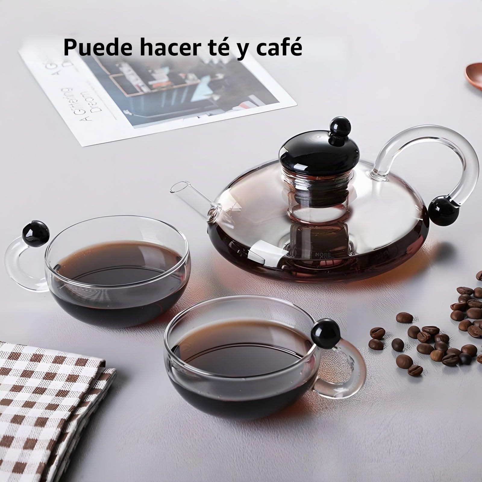 Juego de Tetera con Filtro, con Estufa eléctrica de cerámica e infusor, para Preparar té y café de Hojas Sueltas.