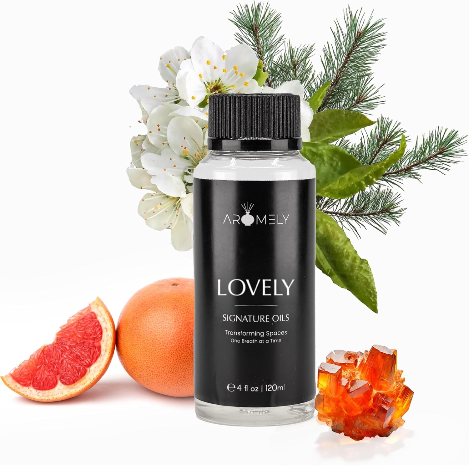 Aromely Diffuser Oil Lovely a Sophisticated Blend of Grapefruit, Wood Pear Jasmine, Hyacinth Creating an Exquisite Fragrance for Scent Diffusers (120ml)