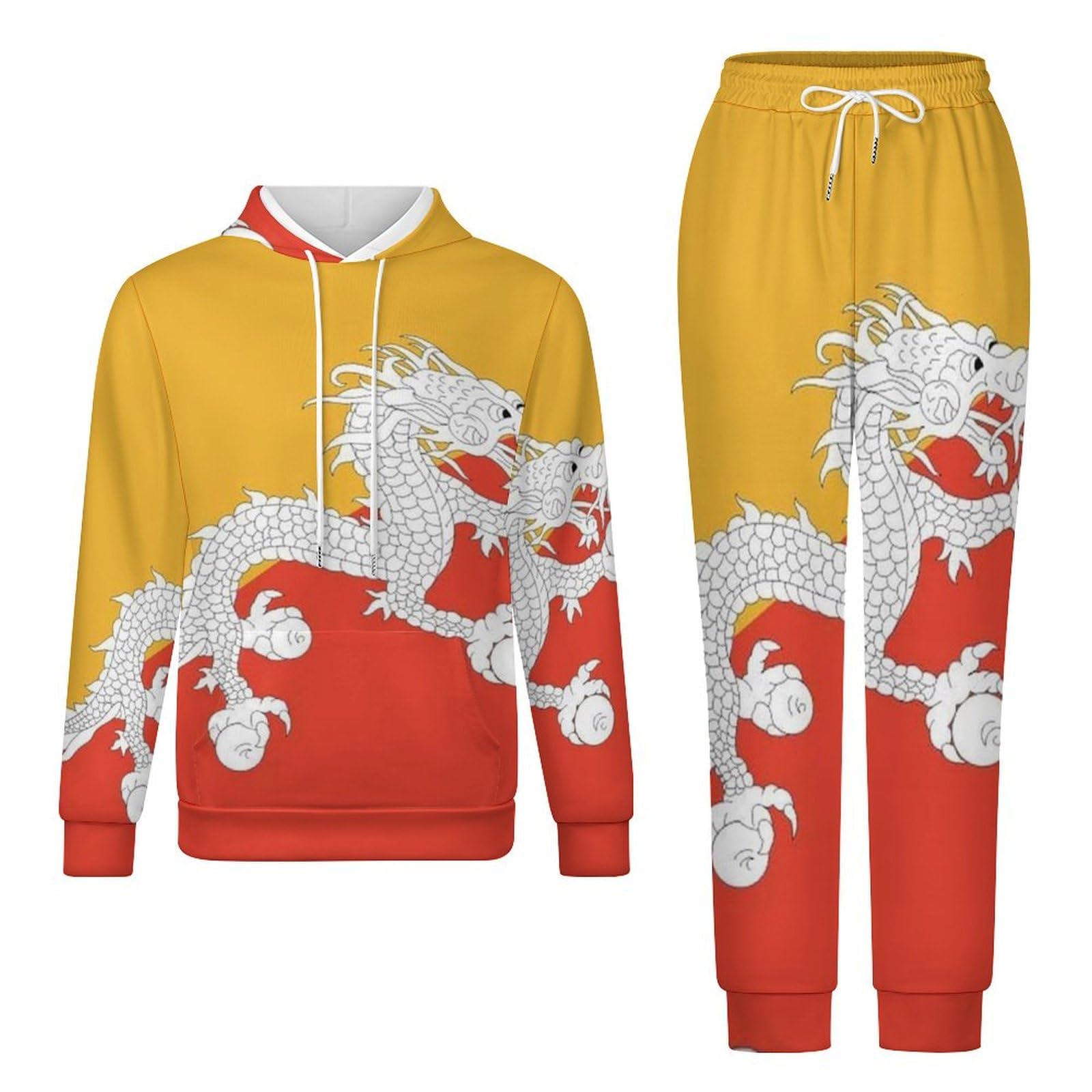 Tuta Da Donna Set Completo Da Salotto Set Da 2 Pezzi Tute Da Uomo Bandiera Della Repubblica Del Bhutan Manica Lunga Abbigliamento Sportivo Unisex Moda Casual Tuta Autunnale