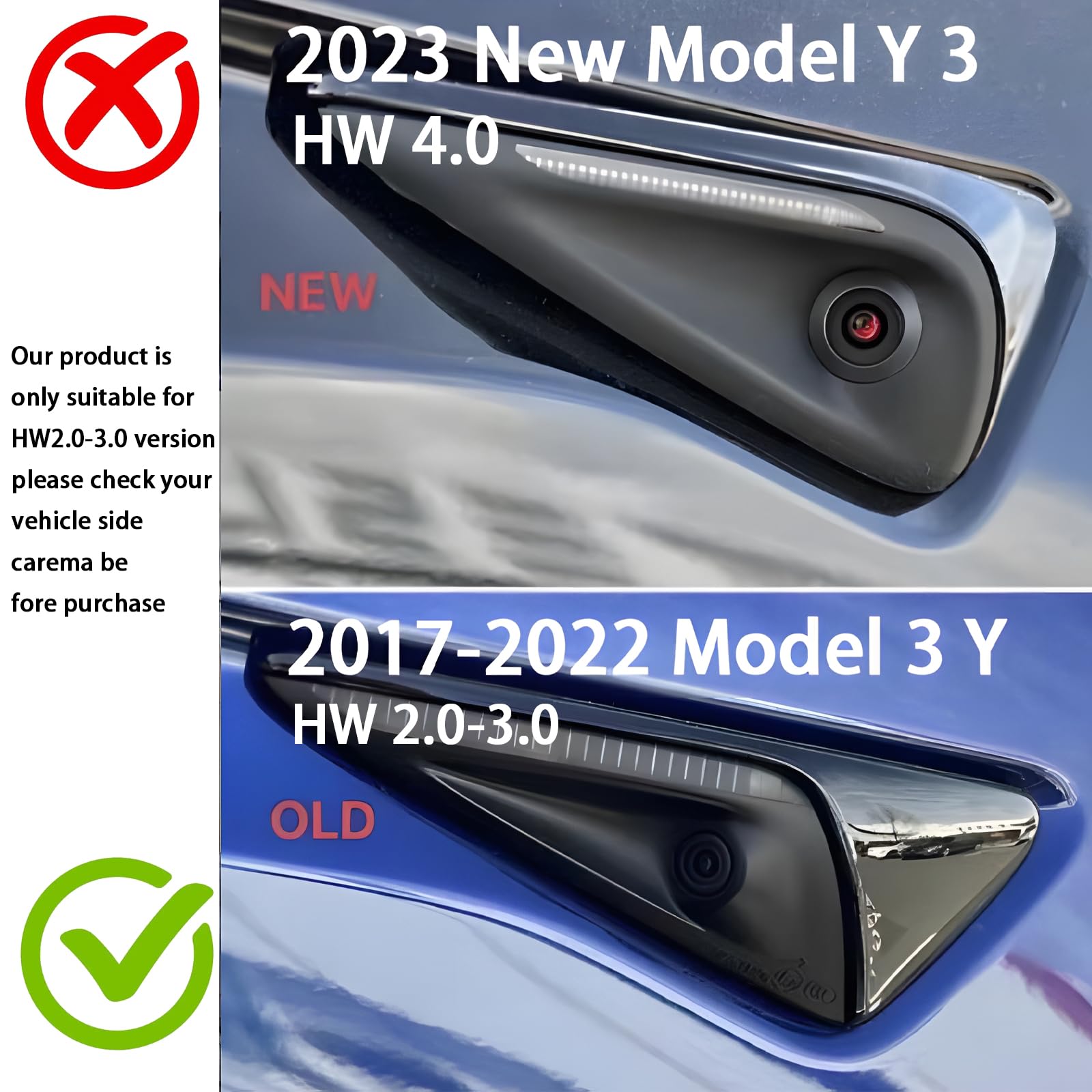 Pasuje do Tesla Model 3 Y HW3.0 osłona kamery bocznej, akcesoria dekoracyjne, pasuje do Tesla Model 3 Y 2017-2023 (różowy)