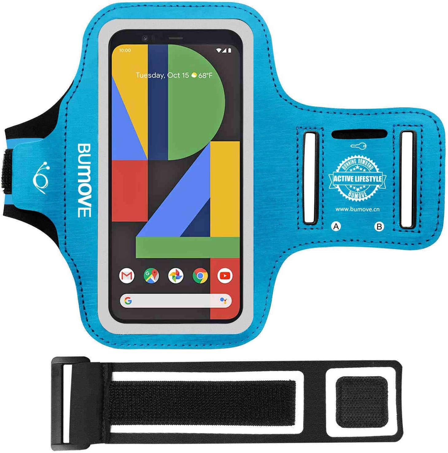 Pixel 7/7 Pro/6/6 Pro/5a Armband, BUMOVE Gym Running Workouts Sports Phone Arm Band for Google Pixel 7, 7 Pro, 6, 6 Pro, 5a with Card Holder (Blue)