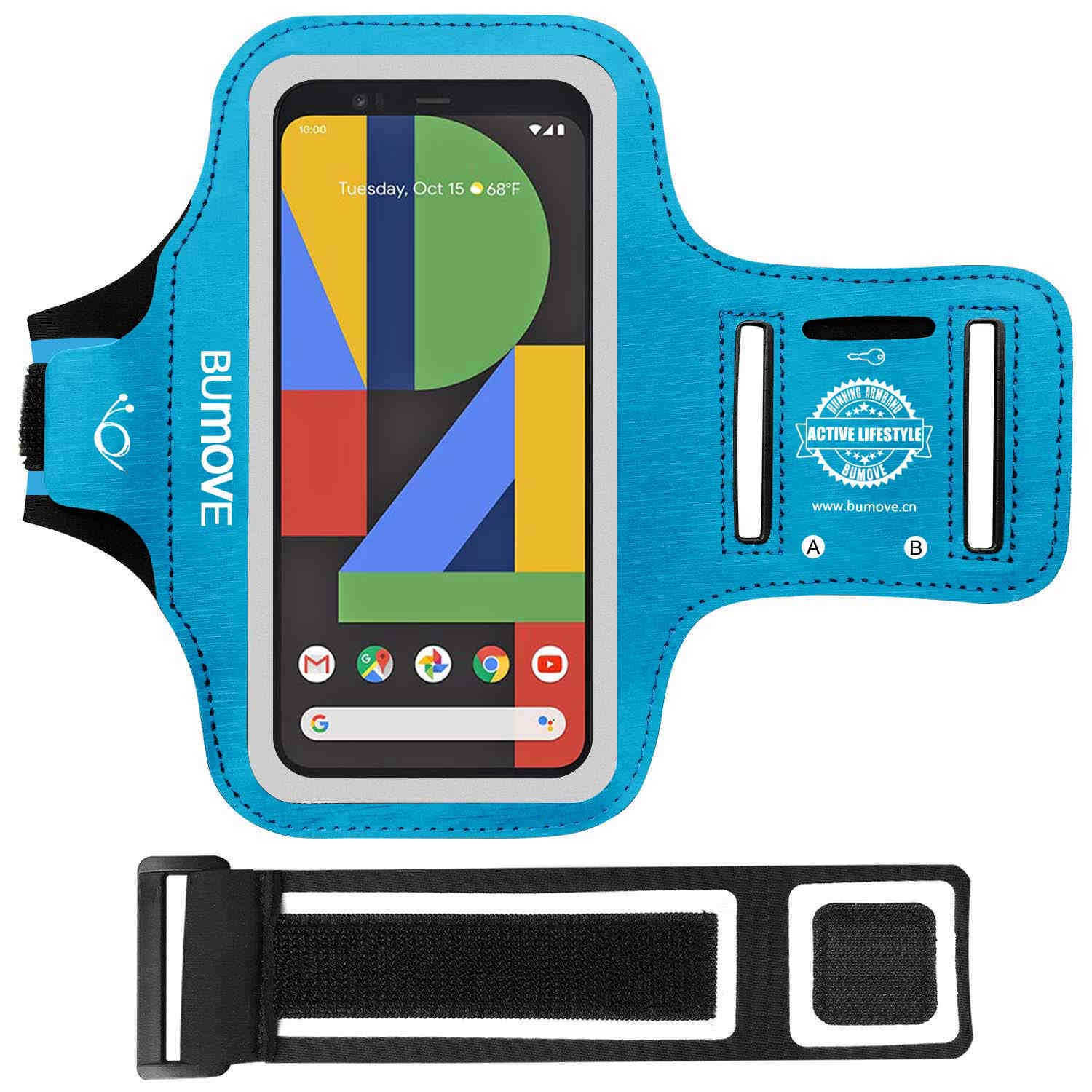 Pixel 7/7 Pro/6/6 Pro/5a Armband, BUMOVE Gym Running Workouts Sports Phone Arm Band for Google Pixel 7, 7 Pro, 6, 6 Pro, 5a with Card Holder (Blue)