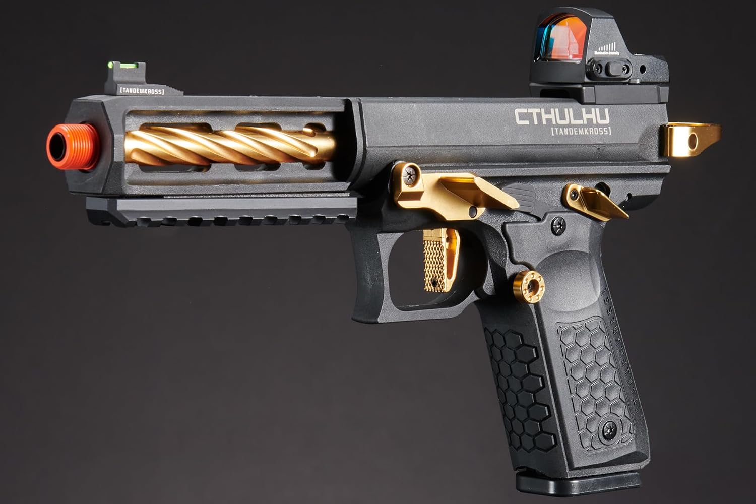 Lancer Tactical Full Auto Tandemkross Cthulhu Gas Blowback Airsoft Pistol with Low Profile MICR Red Dot