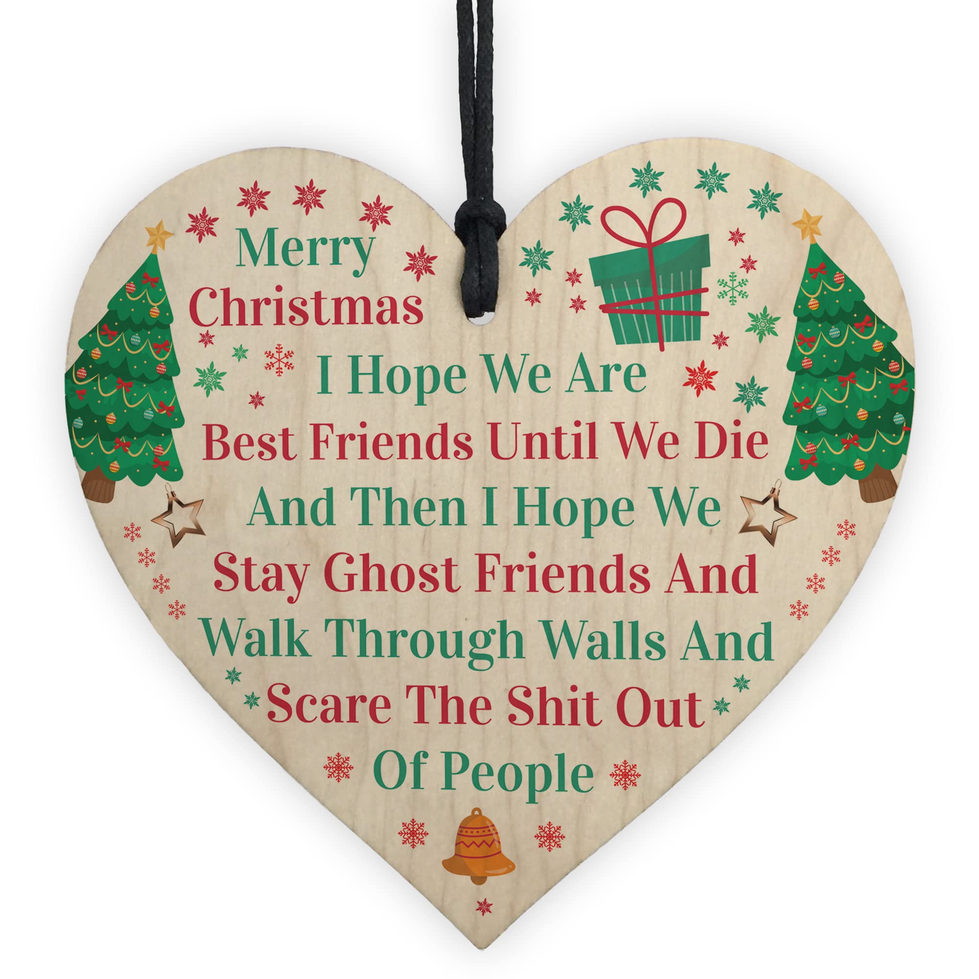 Red Ocean Funny Friendship Gifts Best Friend Sister Gift Wood Heart Gift For BFF Friendship Gifts For Women Men